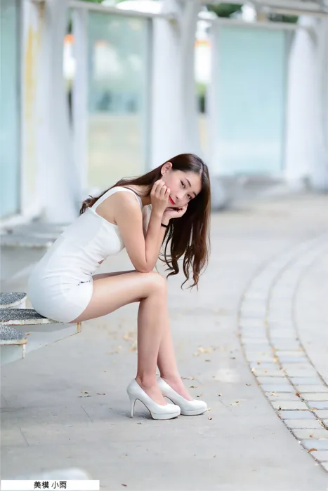 [Mzsock] NO.096 Xiaoyu off-shoulder dress, high heels, beautiful legs, outdoor shot street photography#[100P]-7