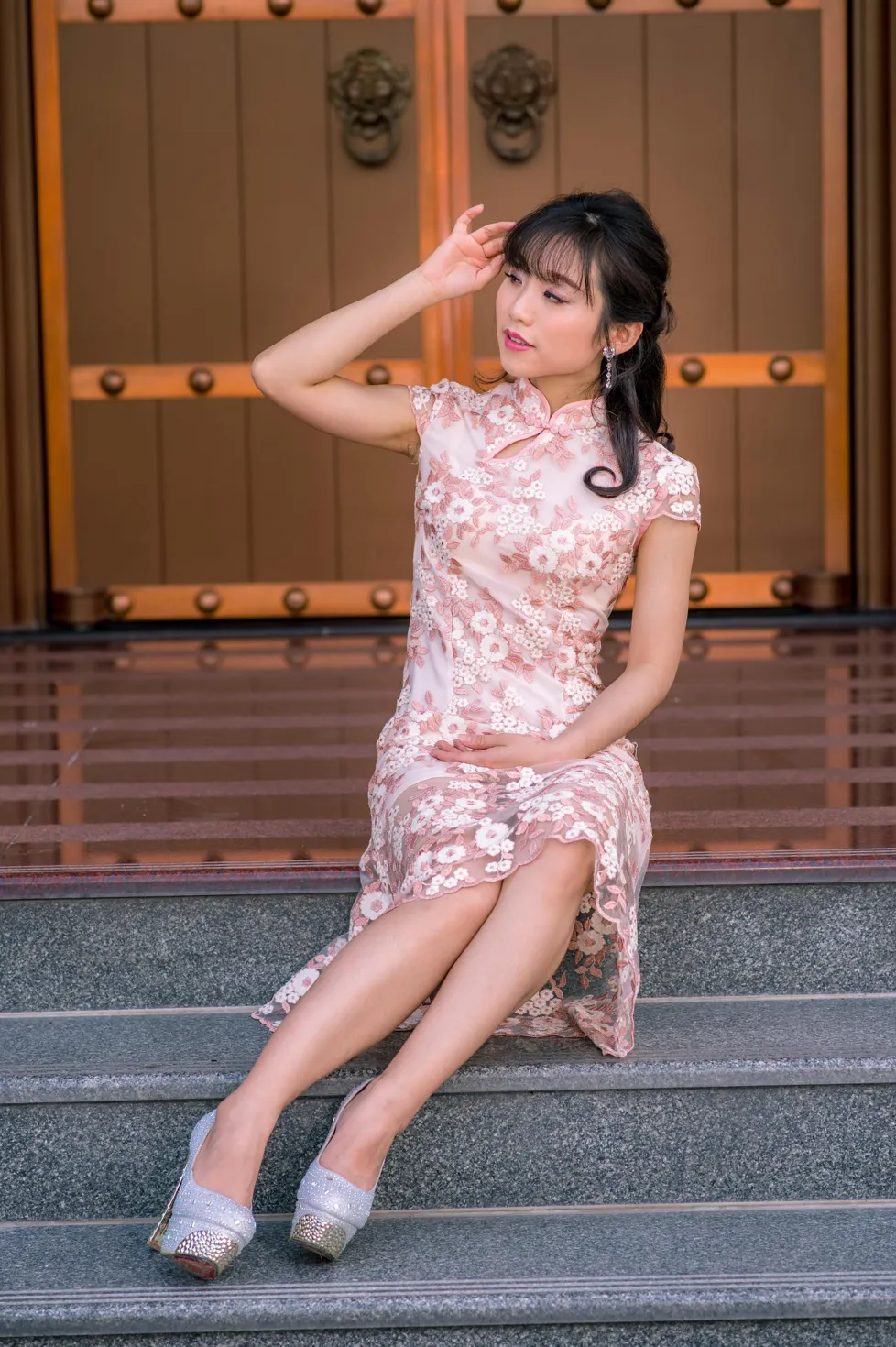 [Mzsock] NO.188 Yu Chen cheongsam high heels beautiful legs street photography#[88P]-84